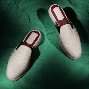 White Crocodile Skin Mules (High)